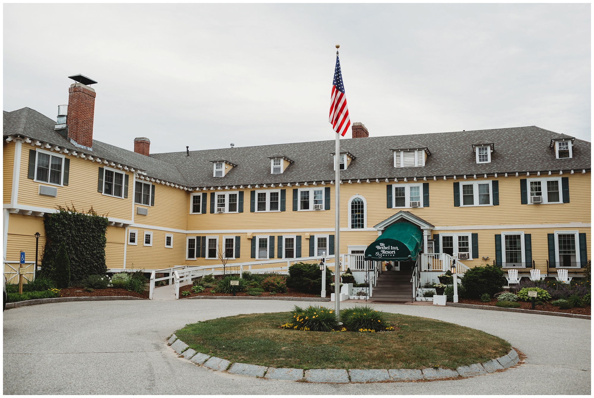 Front view of the Bethel Inn Resort in Bethel, ME. 